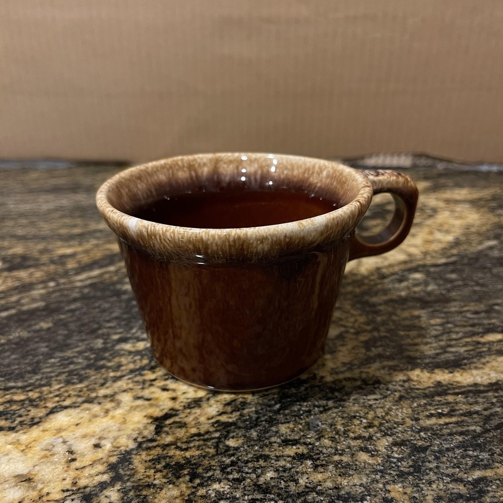 Vtg Hull‎ Crestone Brown Drip Stoneware Coffee Cup Mug Oven Proof USA Madman